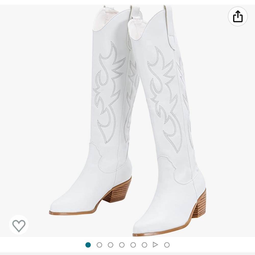 Woman’s white cowgirl boots